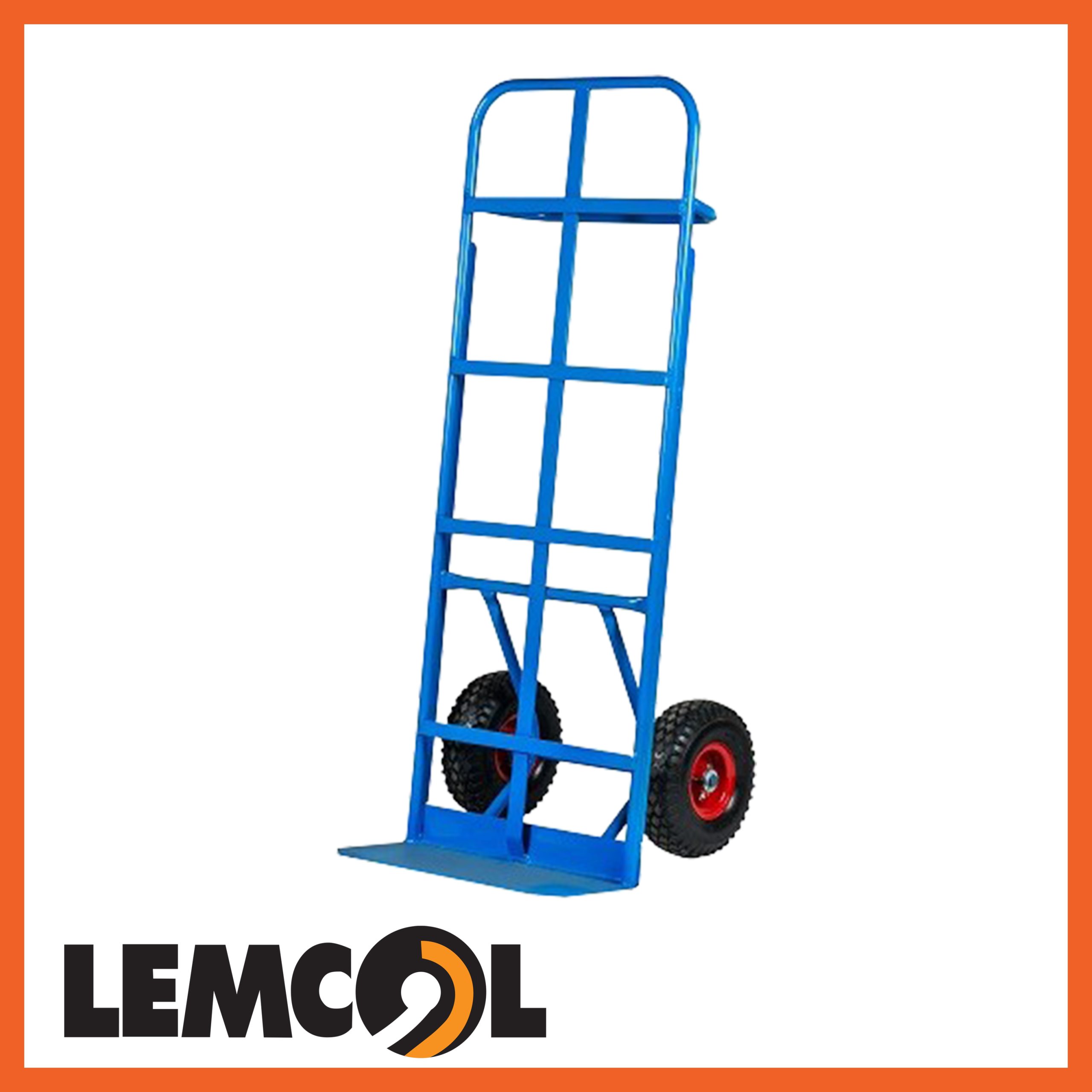 a blue carton hand truck