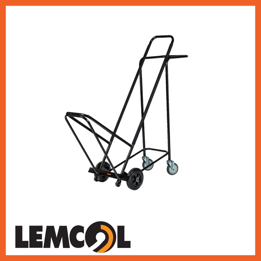 An empty black chair trolley