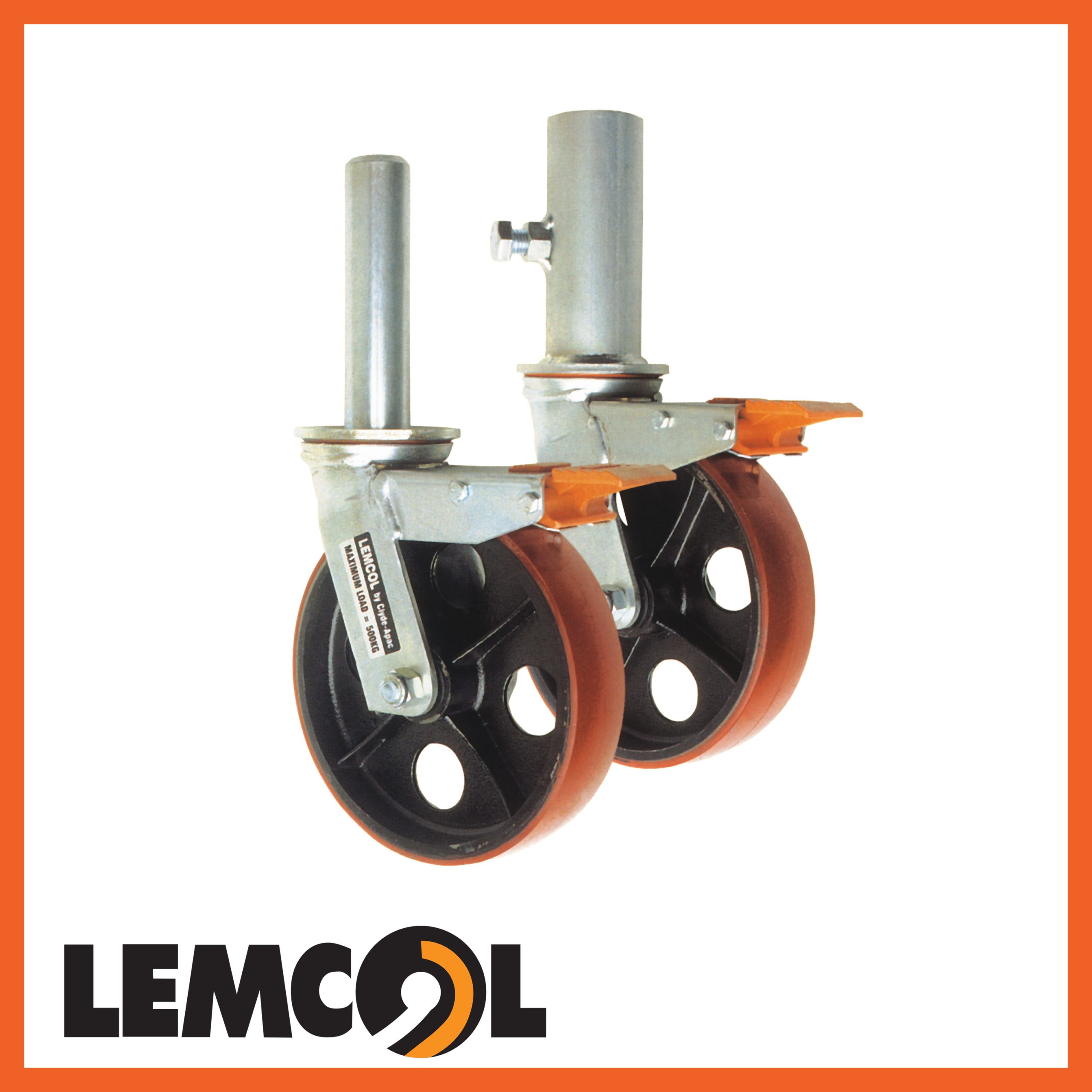 2 scaffold castors with brake locks