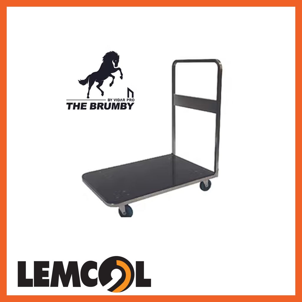 a stainless steel platform trolley