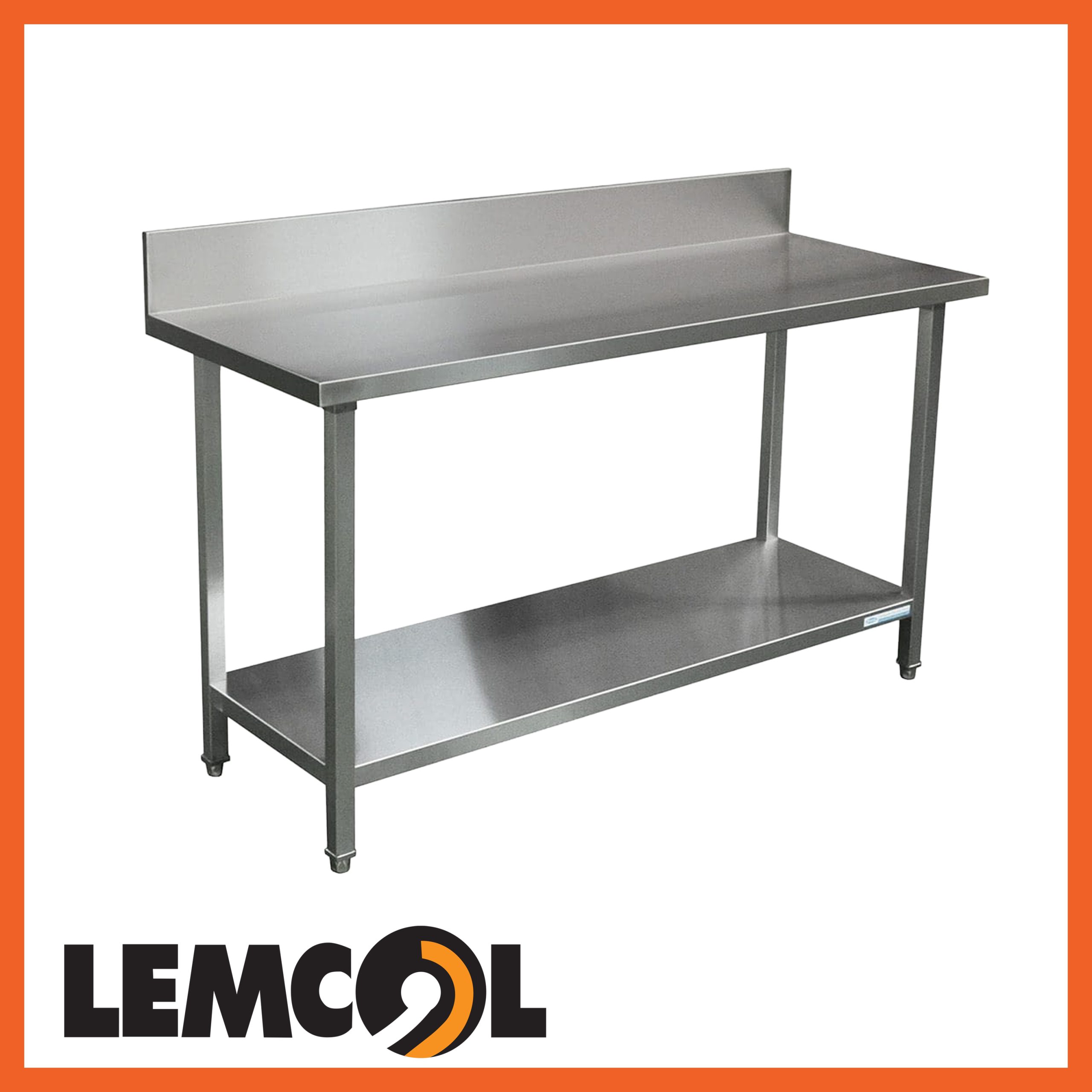 steel rectangular wall bench with splashback lip